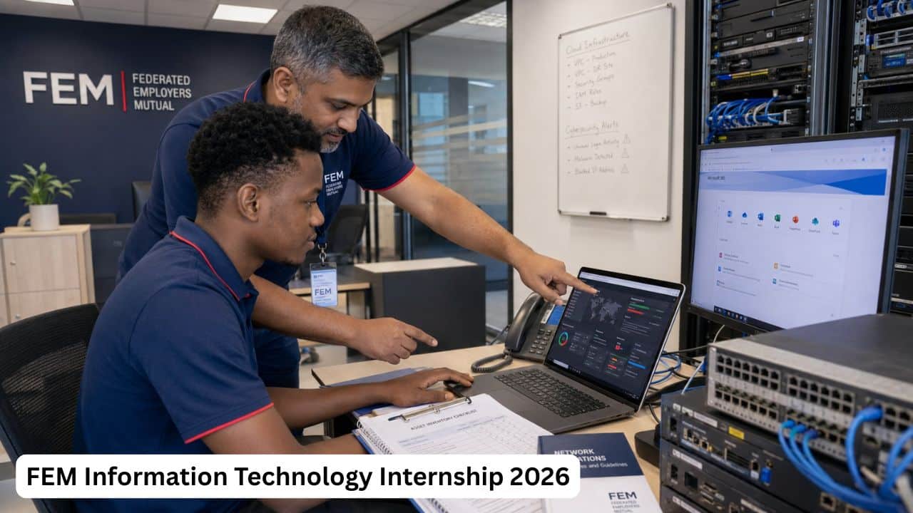 South African information technology intern learning cloud infrastructure and network support from an FEM systems engineer.