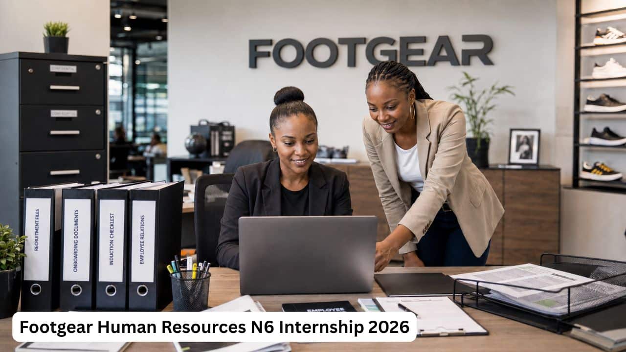 South African N6 graduate receiving recruitment and employee administration training during the Footgear Human Resources Internship