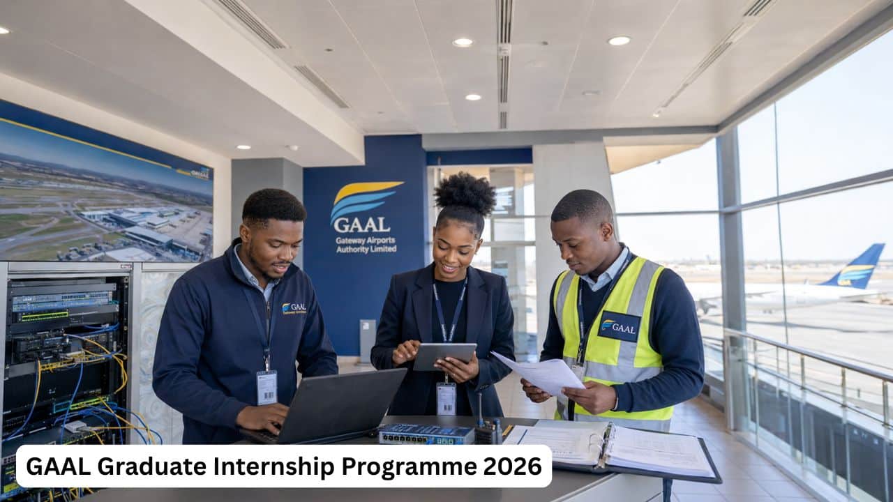Three South African graduates completing information technology, public relations and aviation compliance duties during the GAAL Internship Programme 2026.