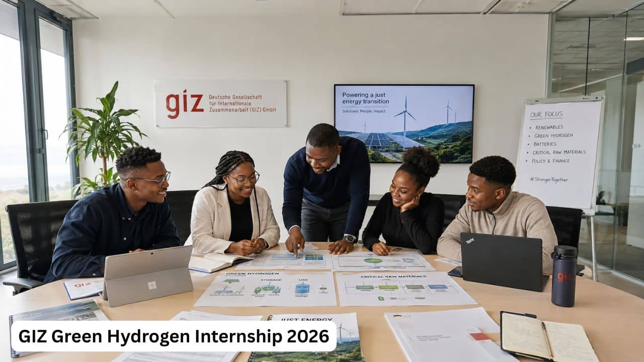 Young South African graduates working on green hydrogen and critical raw materials research during the GIZ internship programme.