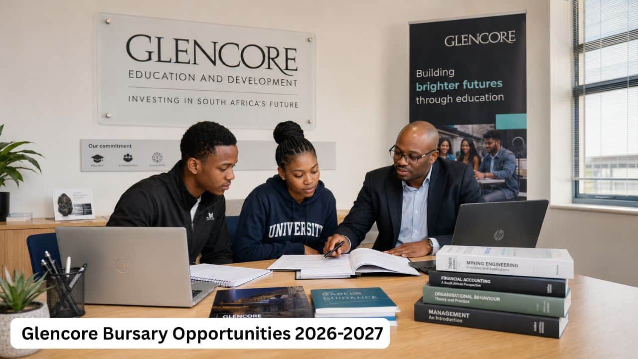 Young South African students preparing documents for Glencore Bursary Opportunities 2026-2027