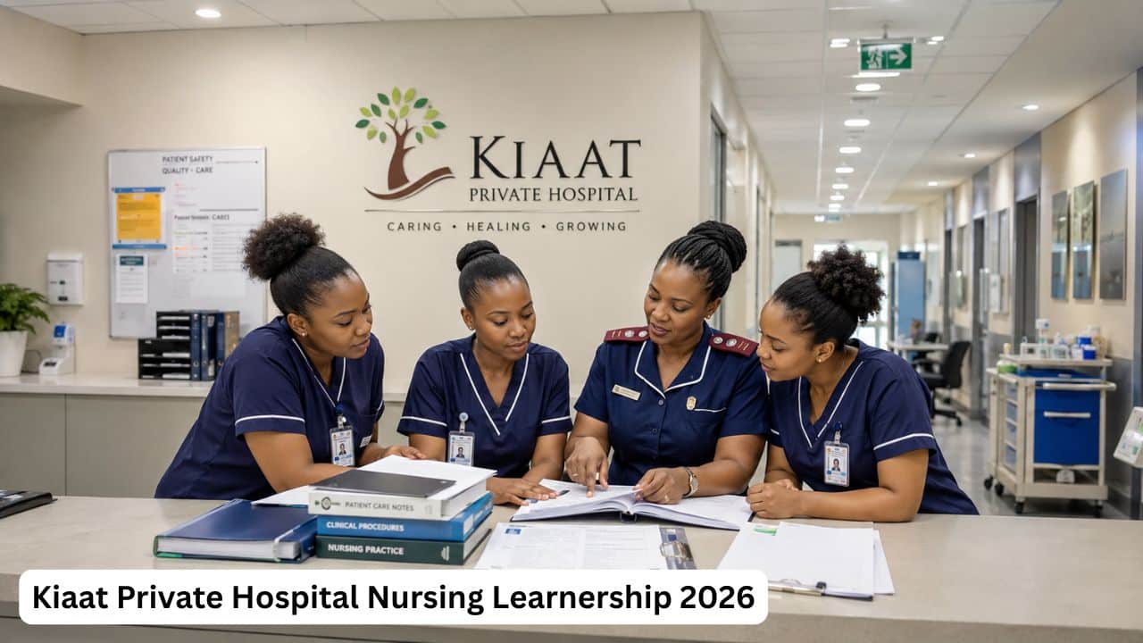Young South African nursing learners receiving supervised healthcare training at Kiaat Private Hospital