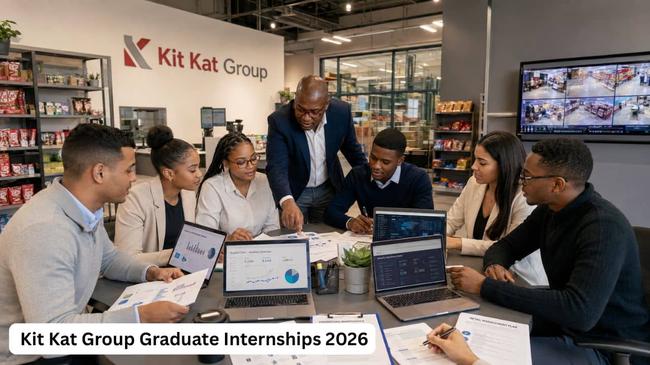 Young South African graduates receiving business and technical workplace training through Kit Kat Group.
