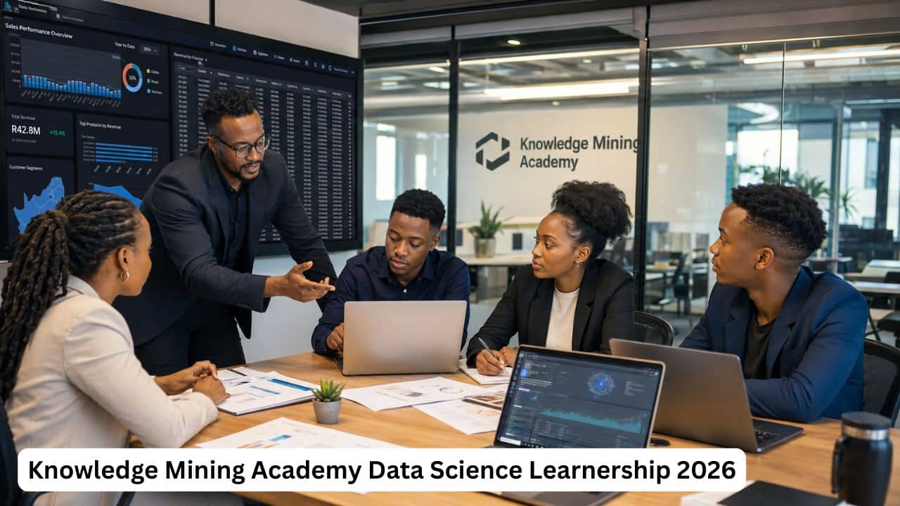 Young South African learners completing practical data science and artificial intelligence training at Knowledge Mining Academy
