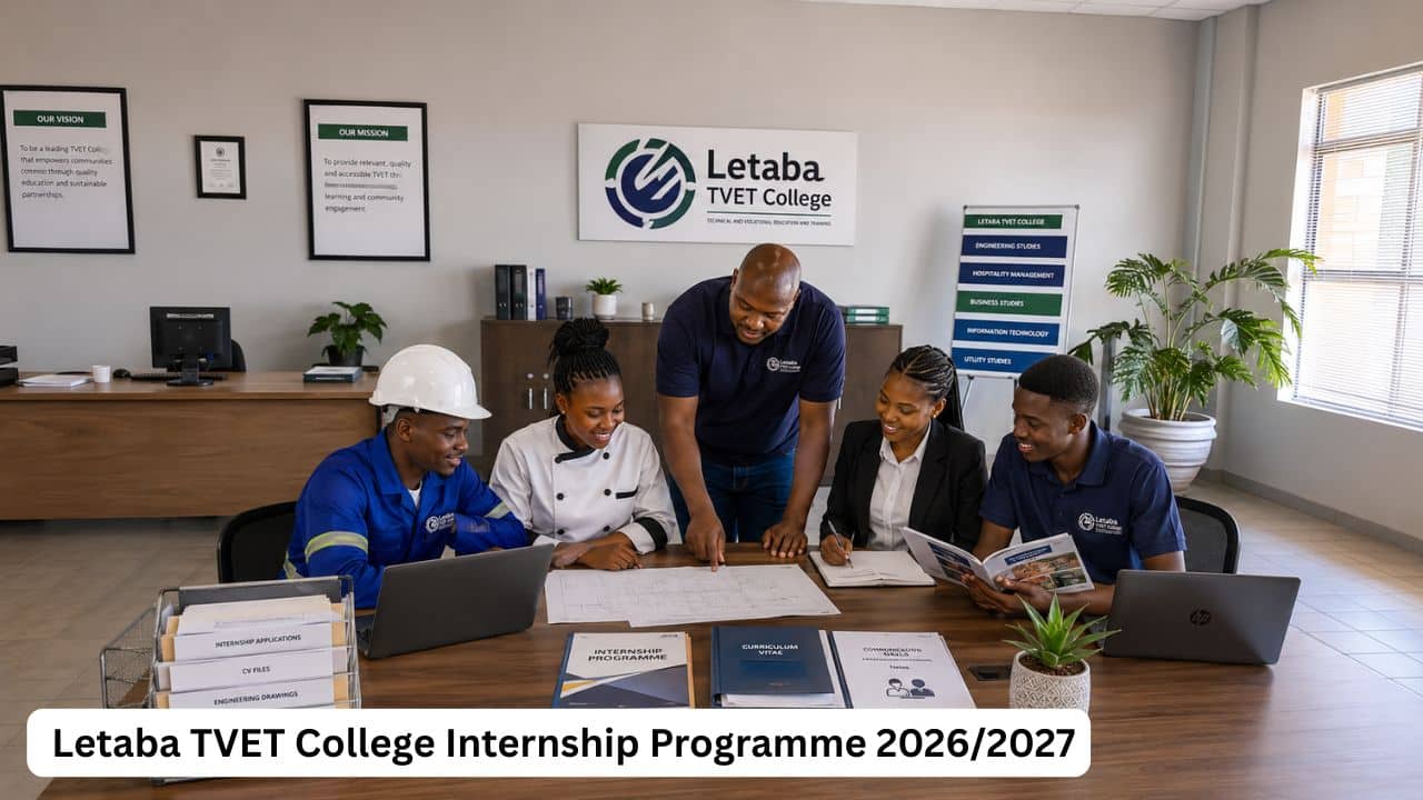 Young South African graduates receiving workplace guidance during the Letaba TVET College Internship Programme 2026/2027