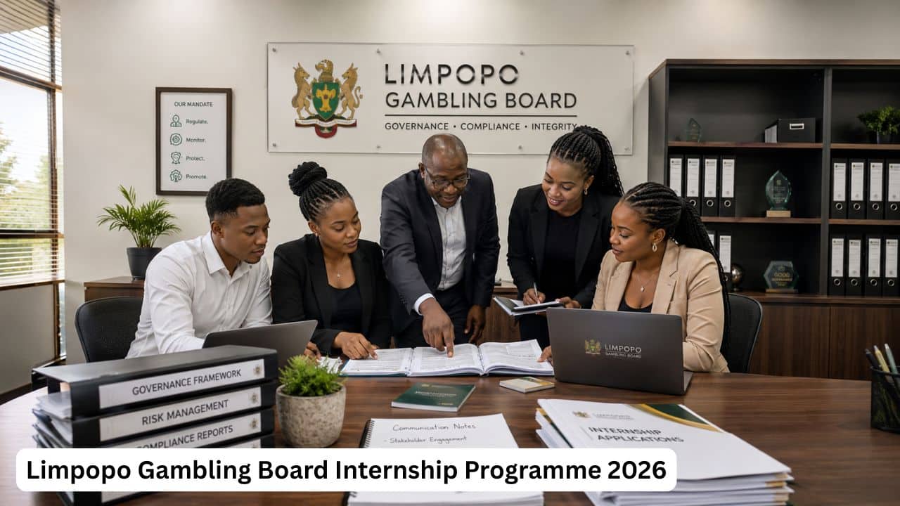 Young South African graduates gaining governance and finance internship experience at the Limpopo Gambling Board.