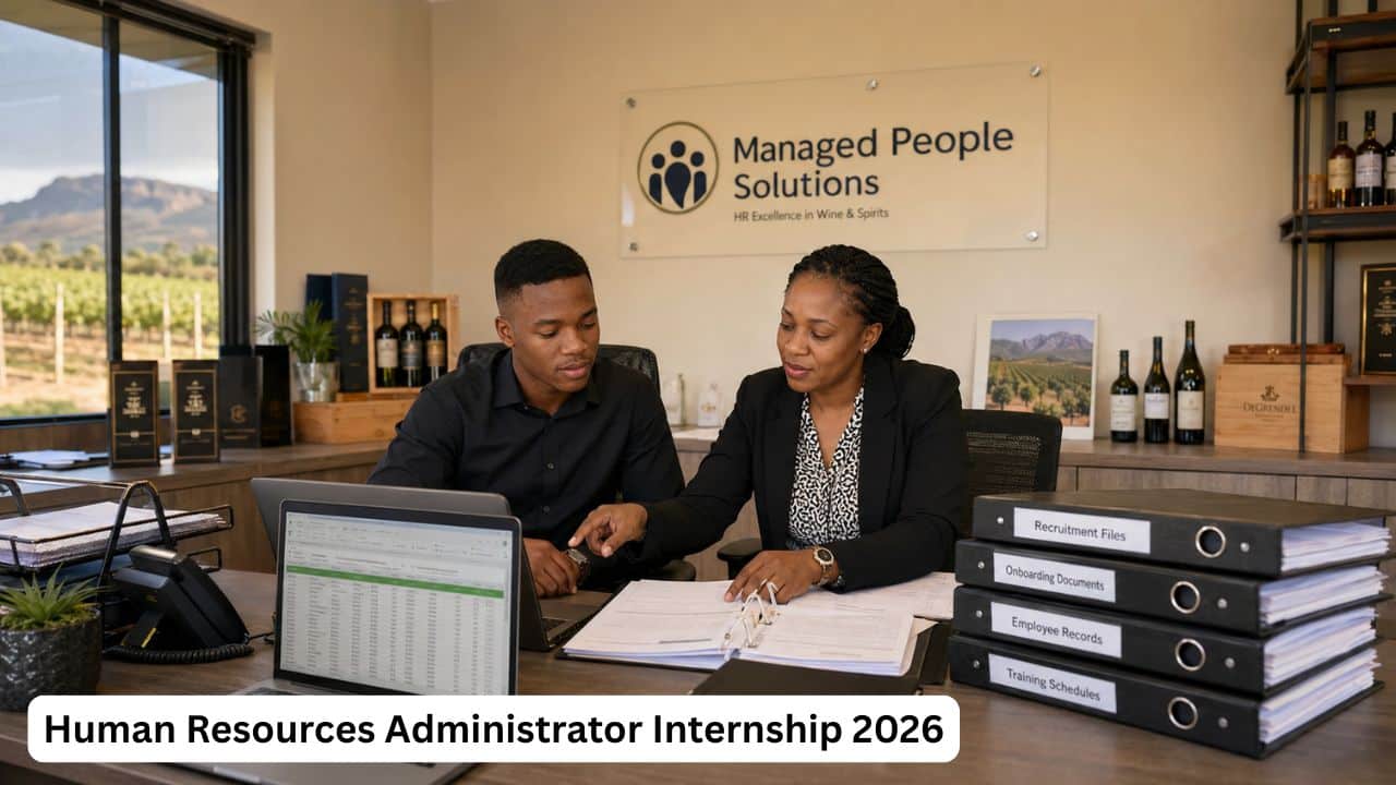 Young South African Human Resources Administrator intern receiving workplace training at Managed People Solutions in 2026
