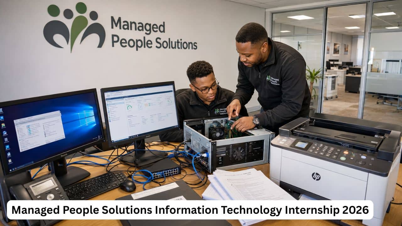South African N6 graduate receiving Information Technology support training during the Managed People Solutions internship