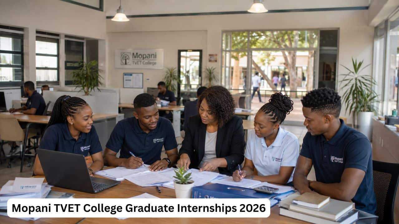 Young South African graduate interns working in a TVET college office environment