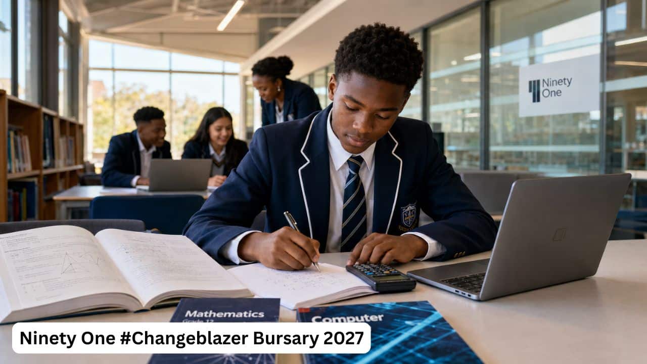 South African Grade 12 learner studying for the Ninety One #Changeblazer Bursary 2027