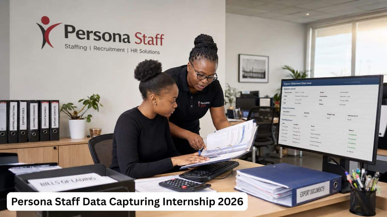 Persona Staff Data Capturing Internship 2026 for a Matric holder interested in exports and logistics