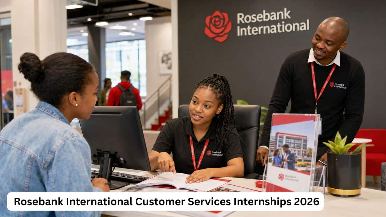 Young South African Customer Services intern assisting a prospective student at Rosebank International