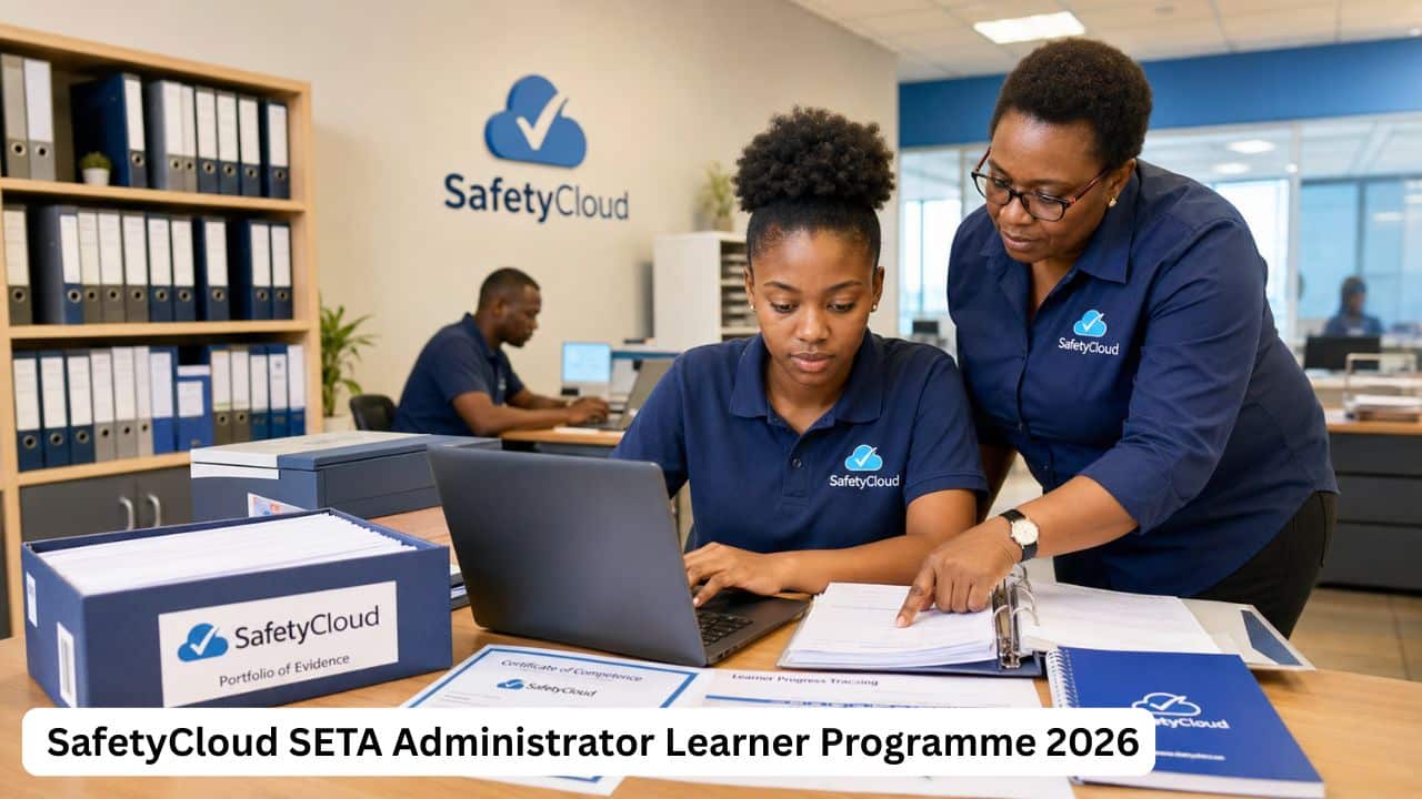 Young South African SETA Administrator Learner capturing accreditation and learner records at SafetyCloud