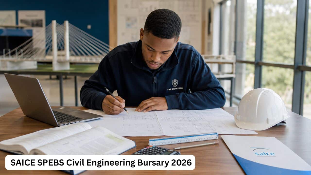 South African Civil Engineering student reviewing plans for a SAICE SPEBS bursary application