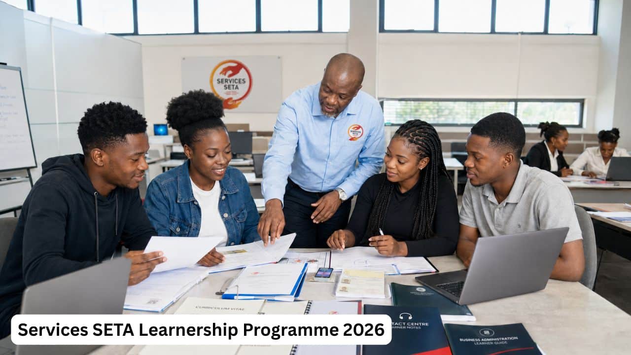 Young South African learners registering for the Services SETA Learnership Programme 2026