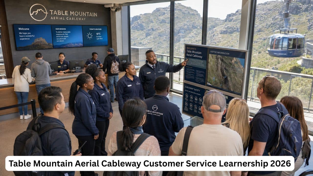 Young South African customer service learners assisting visitors at the Table Mountain Aerial Cableway