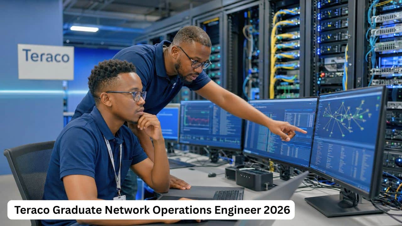 South African graduate network operations engineer monitoring Internet infrastructure inside a Teraco data centre