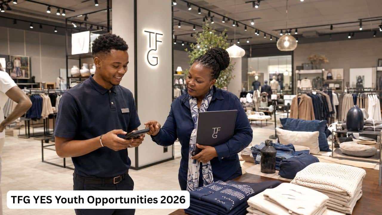 Young South African participant gaining retail experience through the TFG YES Youth Opportunities 2026