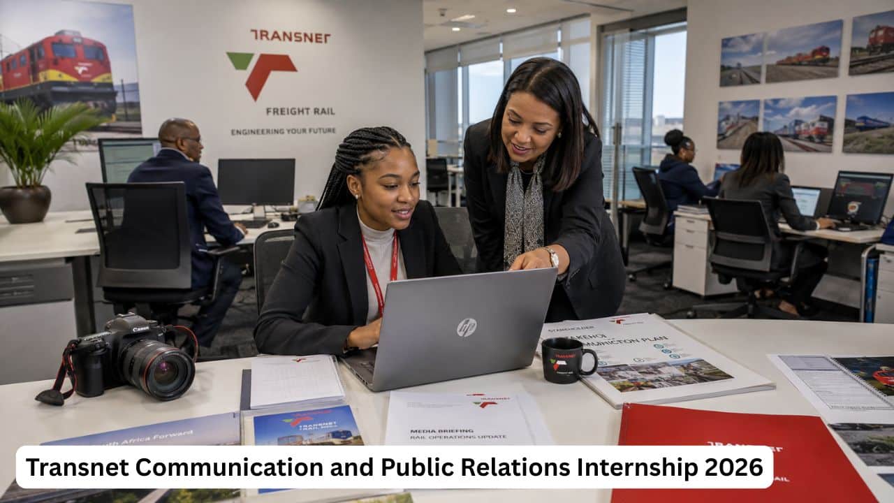 South African Communication and Public Relations intern receiving workplace mentorship at Transnet Freight Rail