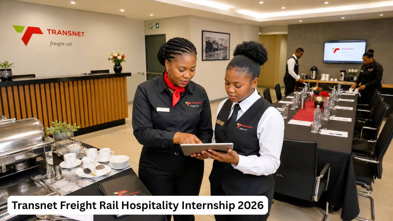 South African Hospitality intern receiving practical workplace training at a Transnet Freight Rail facility