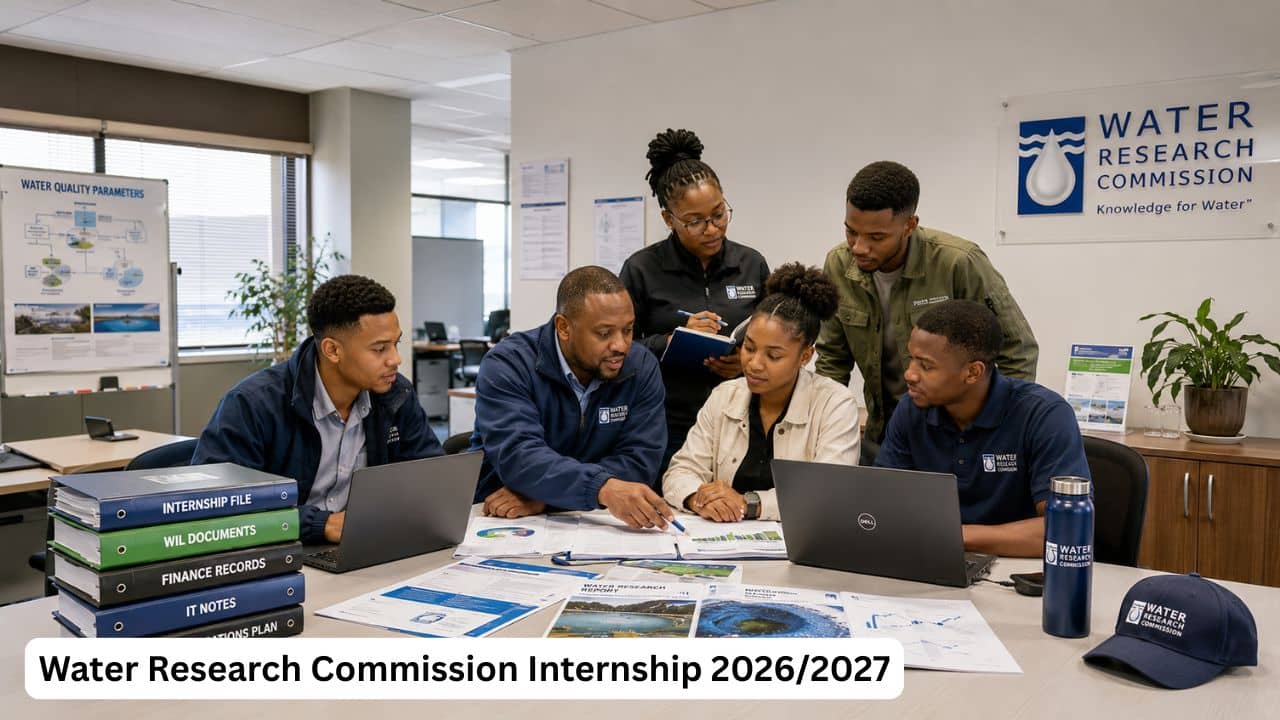 Young South African graduates and TVET learners receiving workplace guidance during the Water Research Commission Internship 2026/2027
