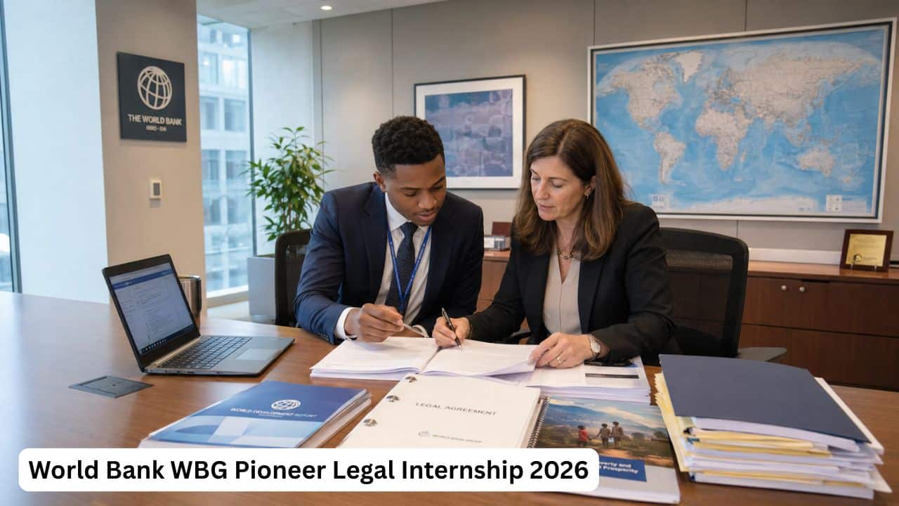 South African law student reviewing development legal documents during a World Bank internship