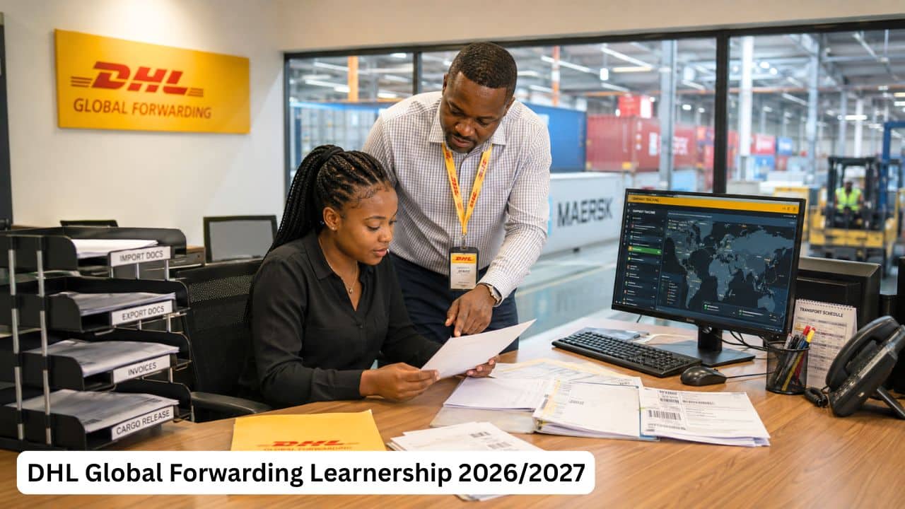 South African learner receiving freight forwarding training from a DHL Global Forwarding mentor
