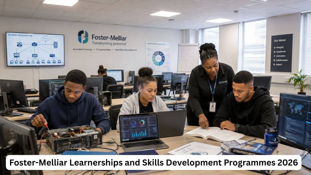 South African learners completing an accredited Foster-Melliar technology learnership with a professional trainer.