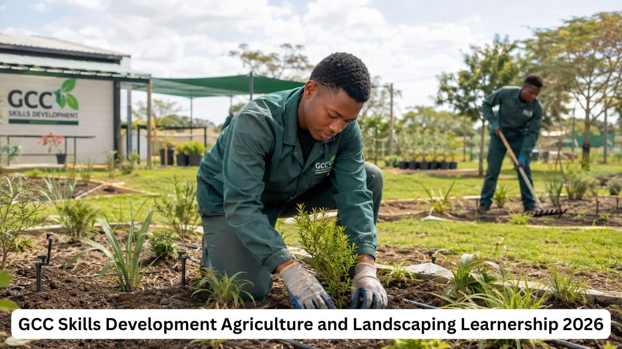 Young South African learner gaining practical agriculture and landscaping experience through GCC Skills Development in 2026.