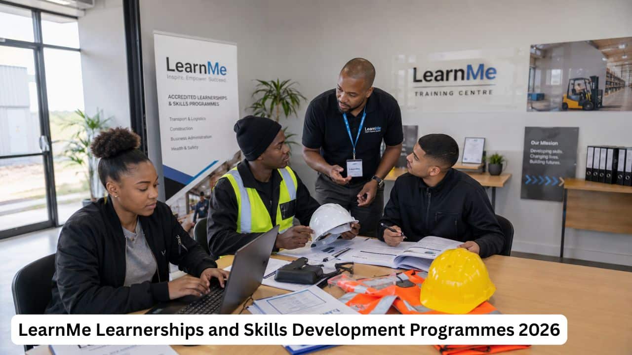 South African learners completing accredited workplace skills training with a LearnMe facilitator.