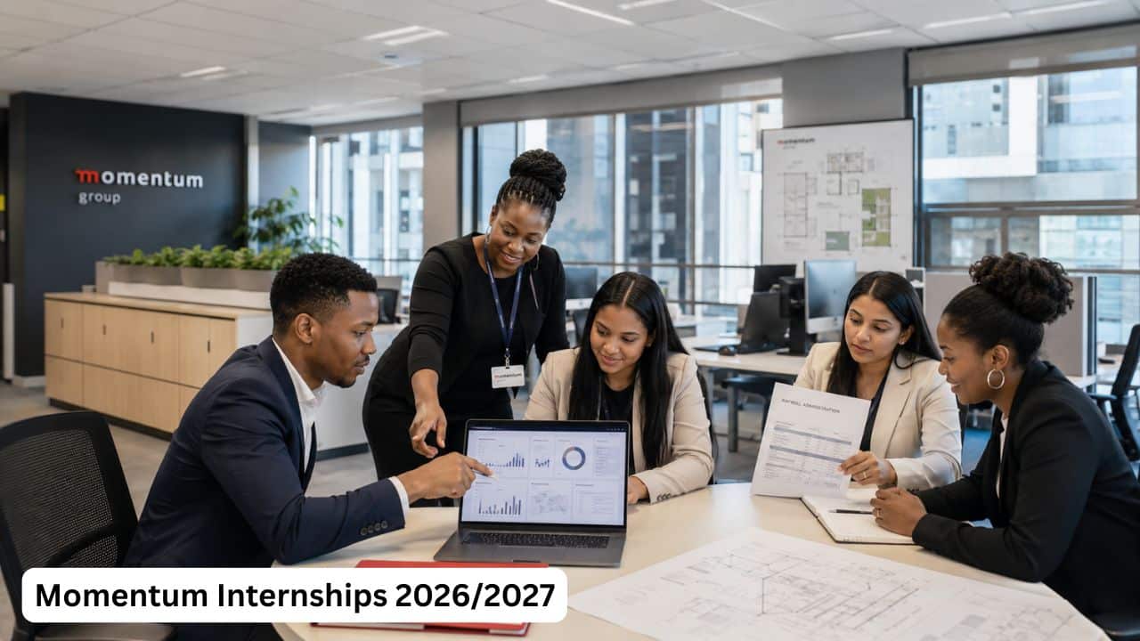 Young South African Momentum interns receiving professional mentorship across finance, data analytics and corporate operations.