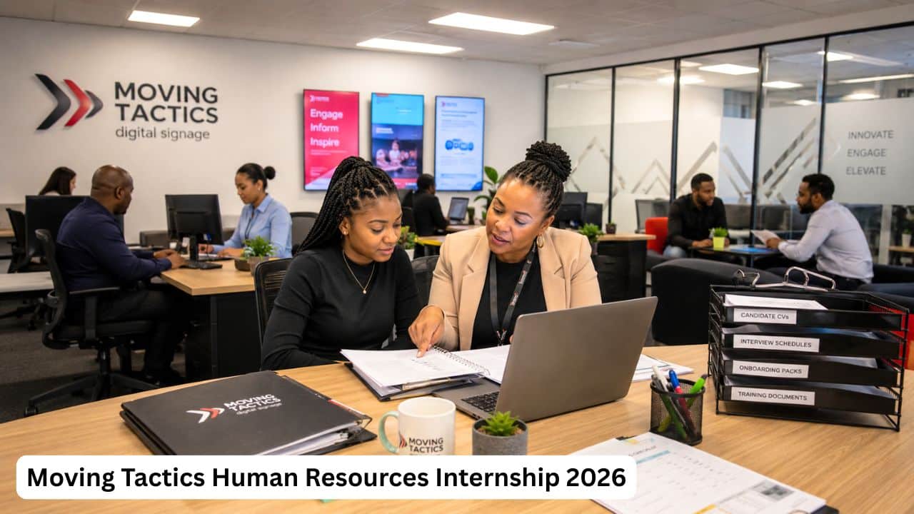 South African Human Resources intern receiving recruitment and employee administration training at Moving Tactics