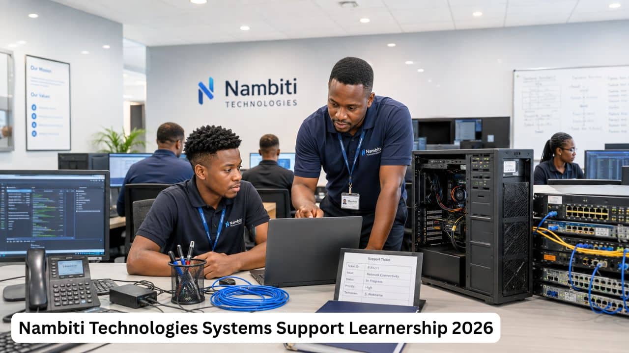 South African learner receiving practical systems support training at Nambiti Technologies
