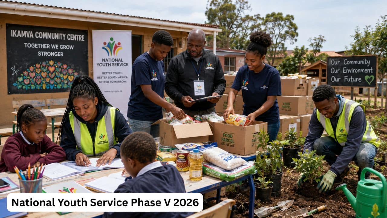 Young South Africans taking part in National Youth Service Phase V community-service activities.