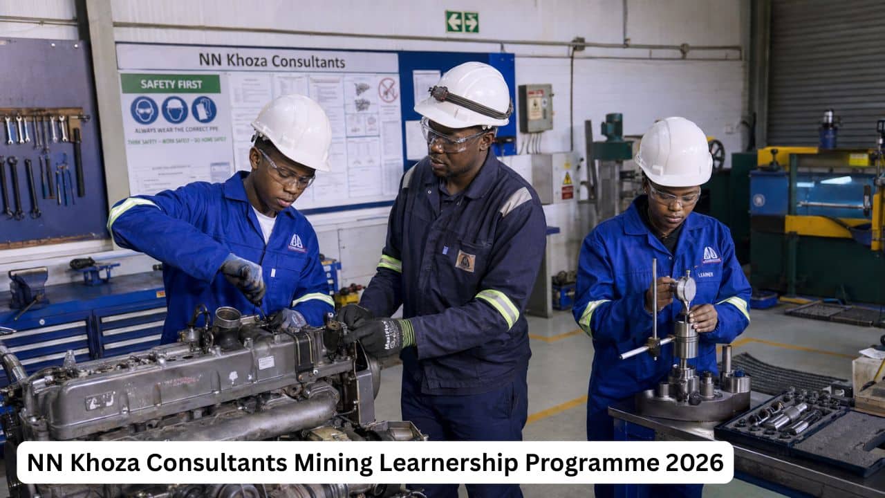 Young South African learners completing mining artisan training with NN Khoza Consultants.