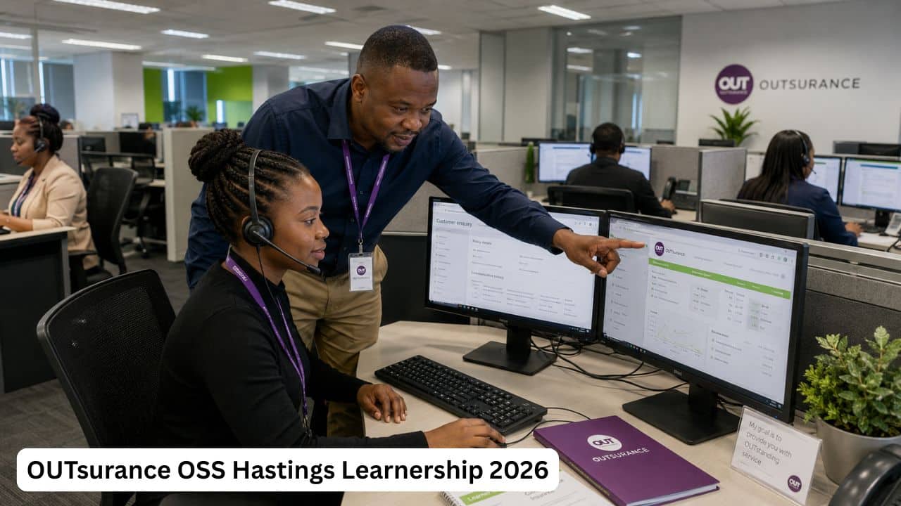 South African call centre learner receiving insurance customer service training from an OUTsurance mentor