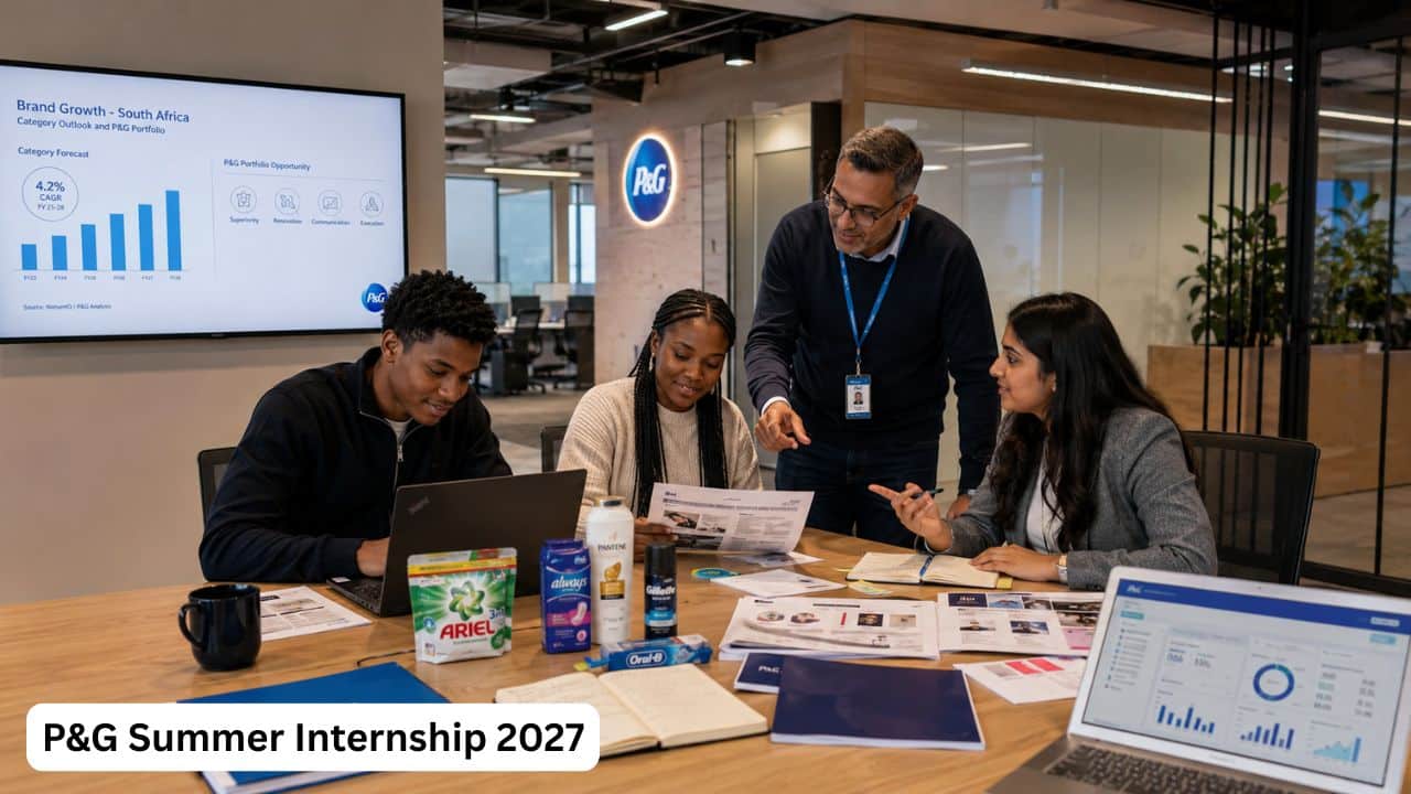 Young South African university students working on a business project during a P&G summer internship.