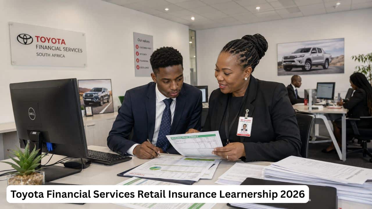 South African graduate receiving retail insurance training at Toyota Financial Services